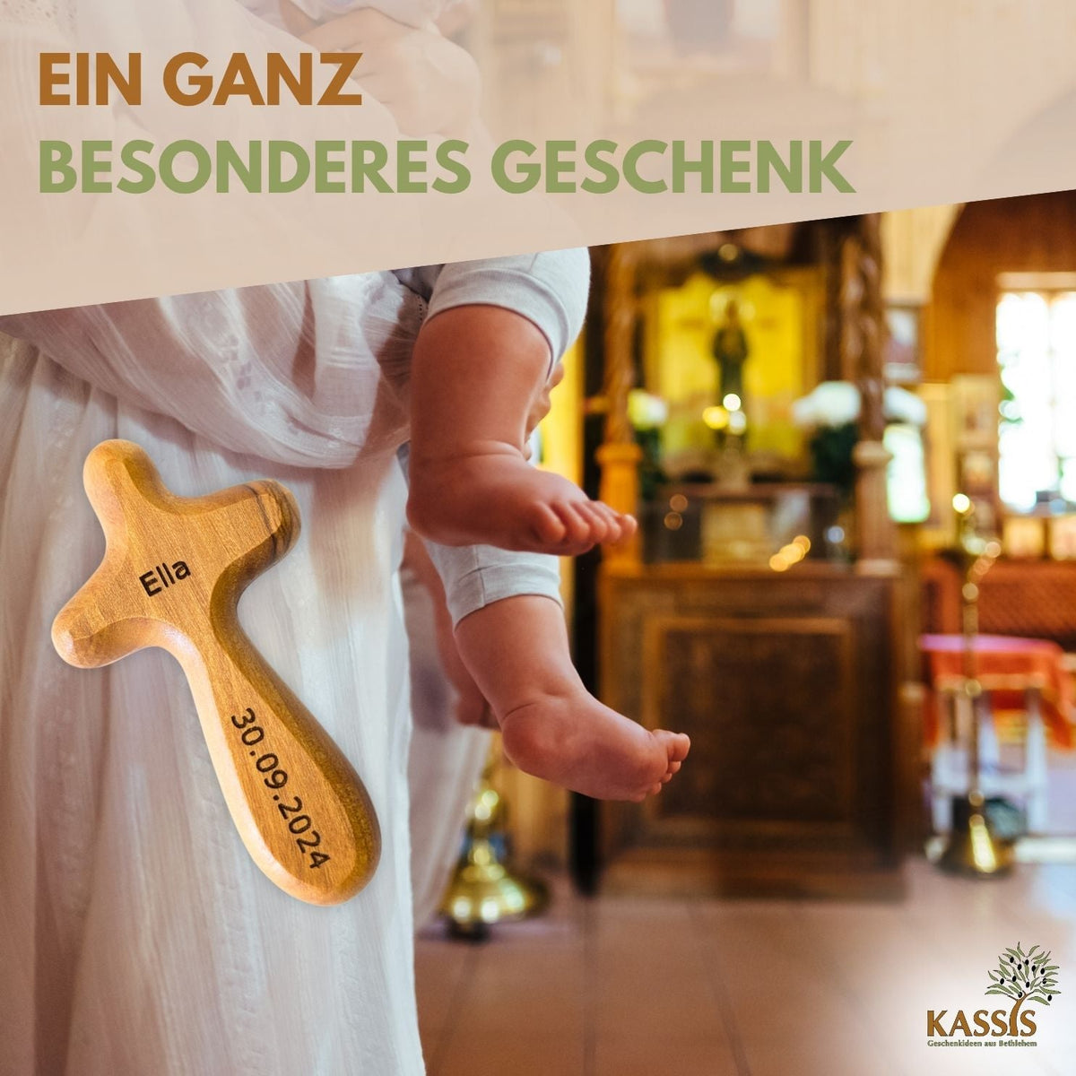 Olive wood cross palm stone-4