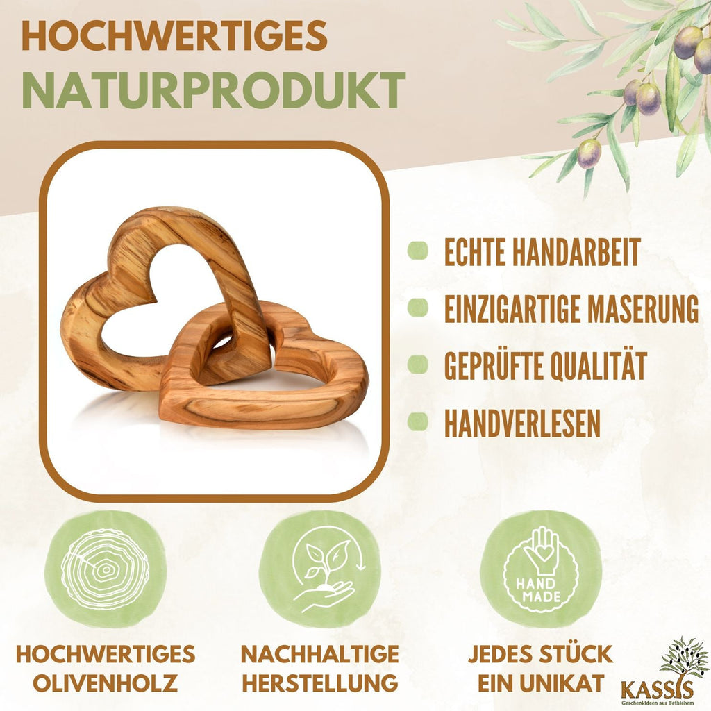 Olivenholz verbundene Herzen | Geschenk Hochzeit, Verlobung, Valentinstag, Jahrestag, Liebe-1
