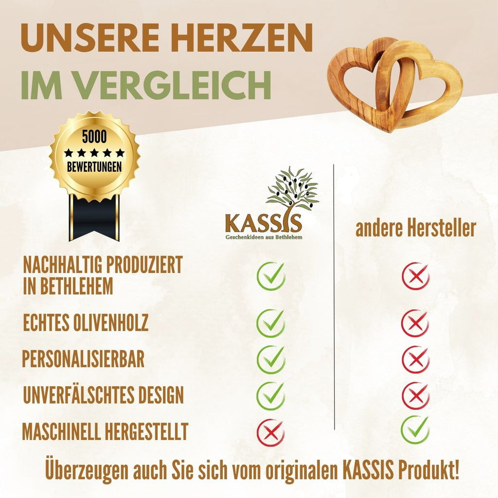 Olivenholz verbundene Herzen | Geschenk Hochzeit, Verlobung, Valentinstag, Jahrestag, Liebe-3