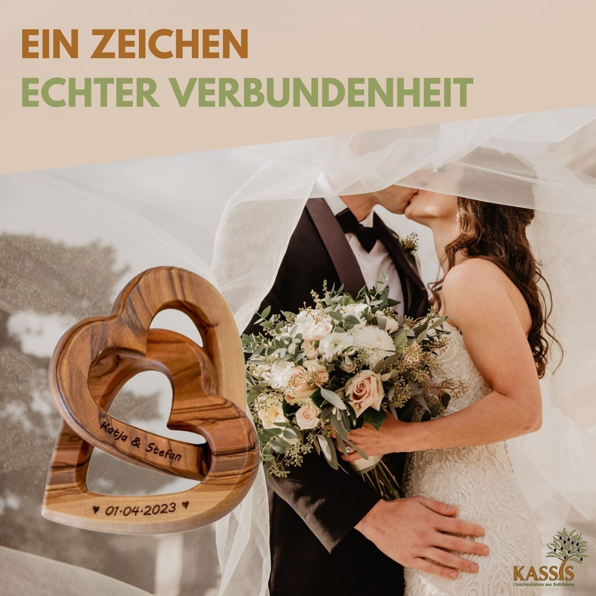 Olivenholz verbundene Herzen | Geschenk Hochzeit, Verlobung, Valentinstag, Jahrestag, Liebe-4