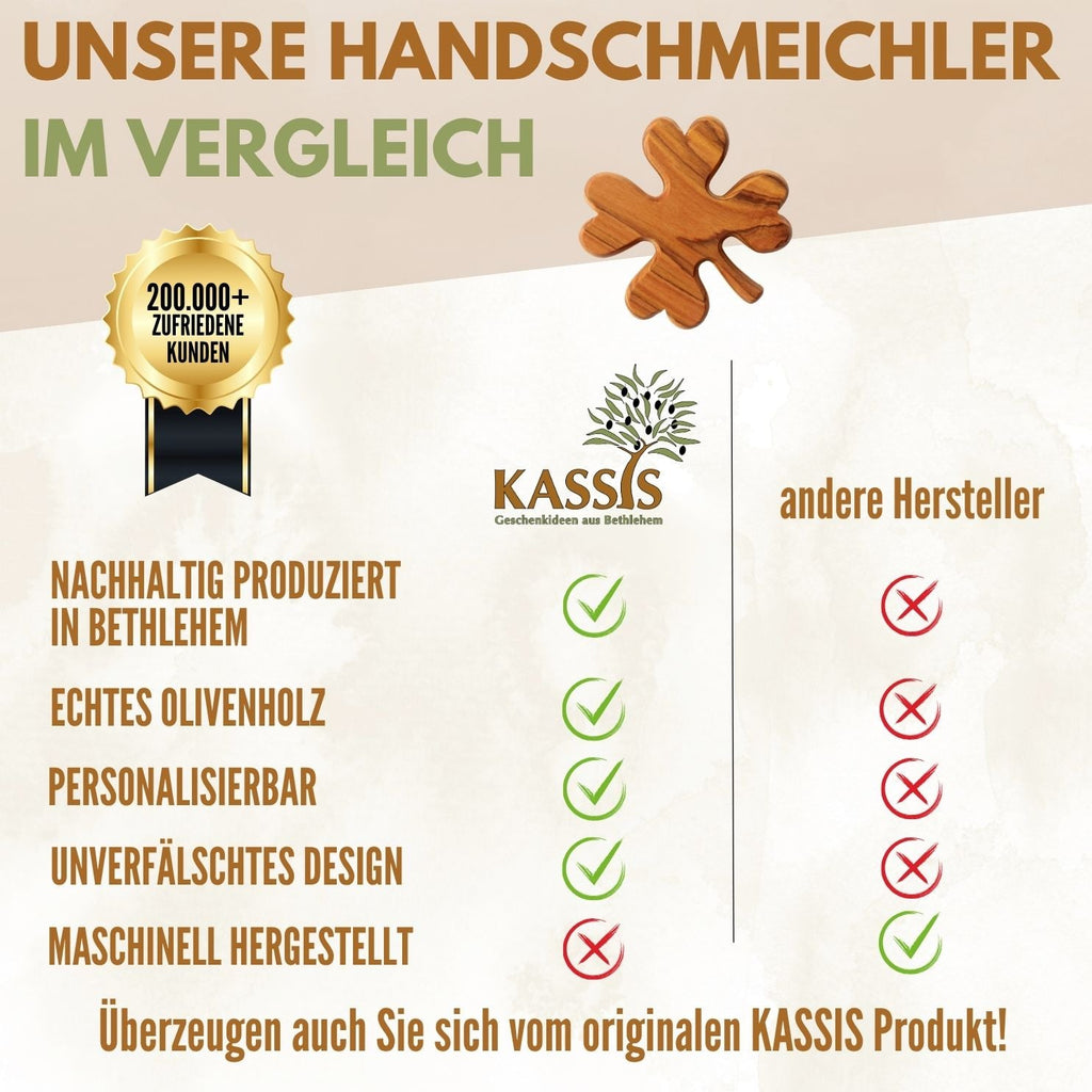 Kleeblatt Handschmeichler aus Olivenholz | Glücksbringer als Geschenk für Geburtstag, Prüfung & Neuanfang-3