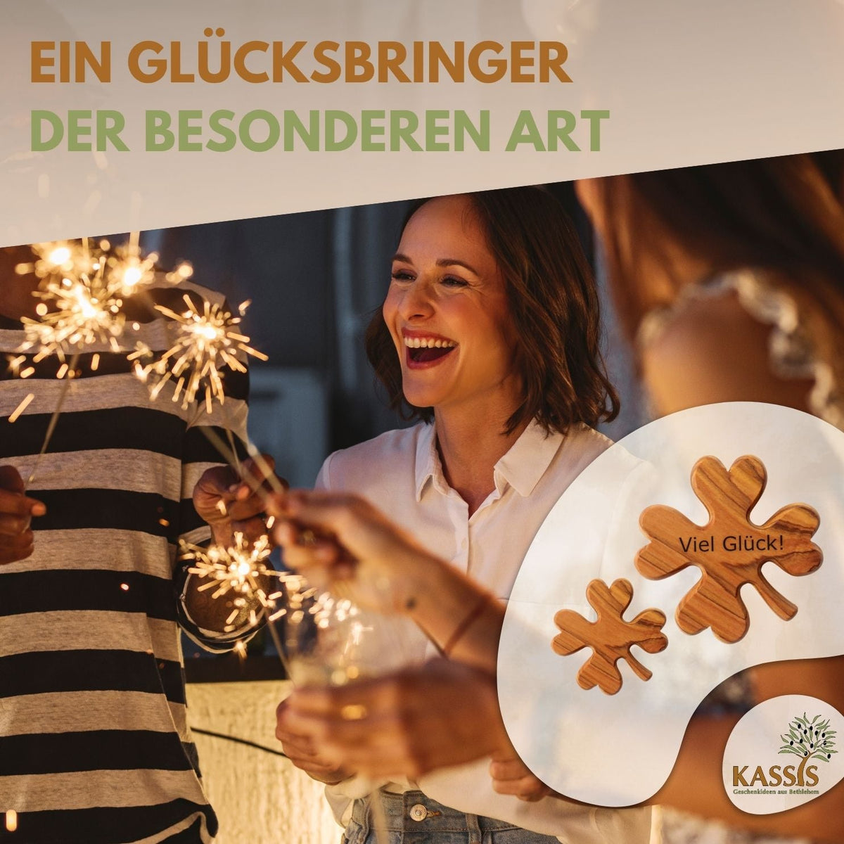 Kleeblatt Handschmeichler aus Olivenholz | Glücksbringer als Geschenk für Geburtstag, Prüfung & Neuanfang-4