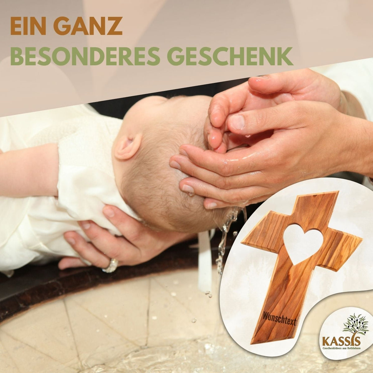 Olive wood wall cross with heart-4