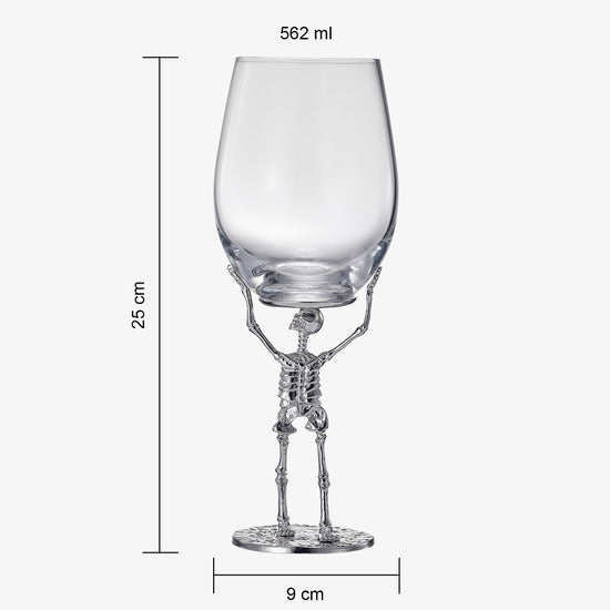 Skeleton stemmed wine glasses featuring silver finish bone stems and clear glass bowls — view 5