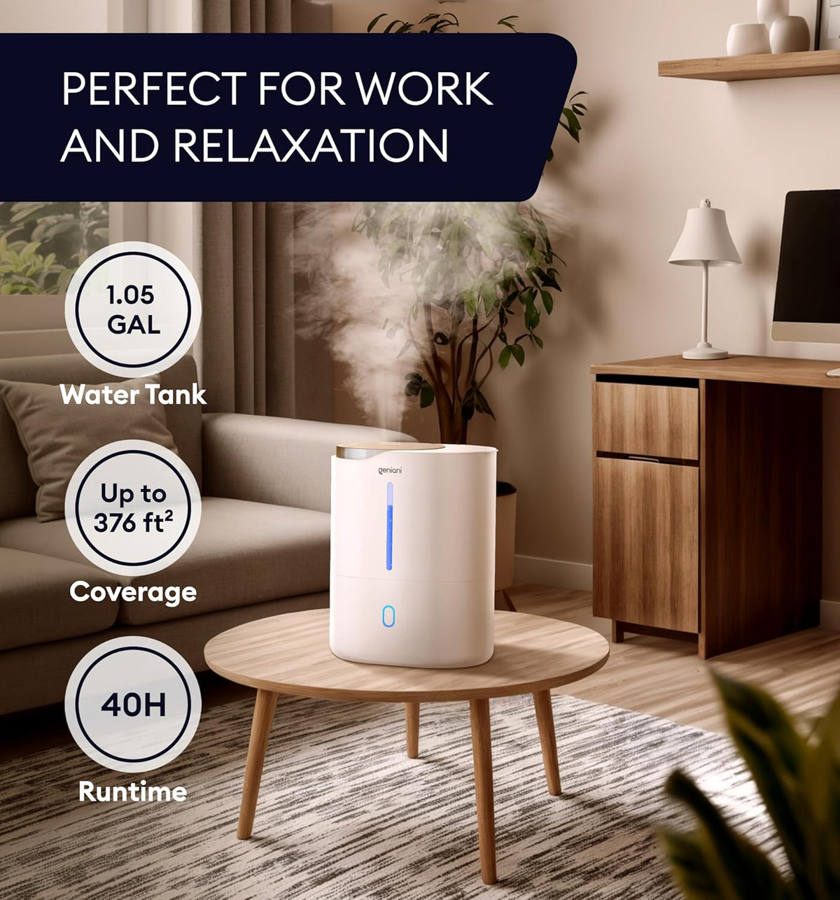Humidifier Huron 4L, White-4