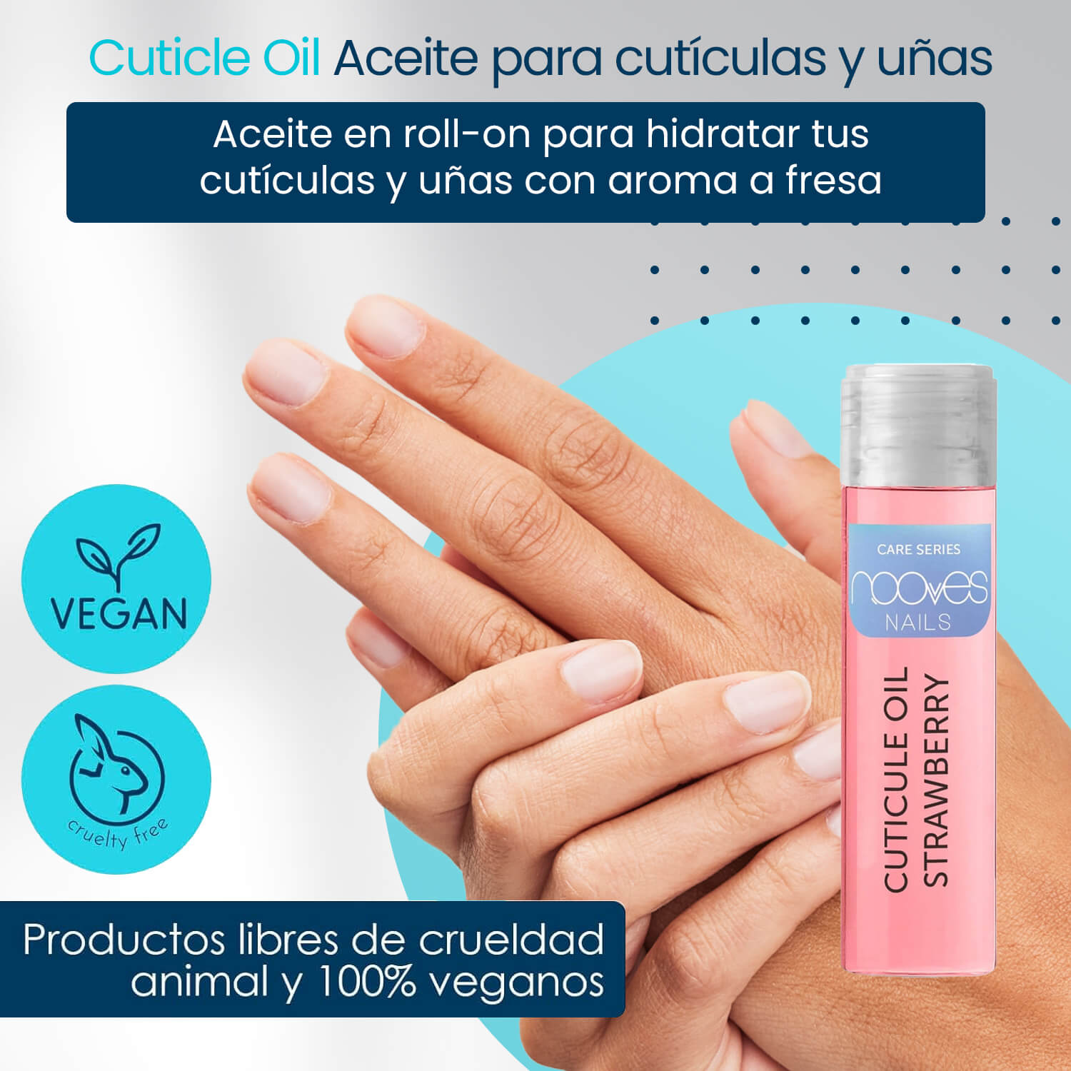 Strawberry scented roll-on cuticle oil bottle for hydrating nail care and manicures — view 2