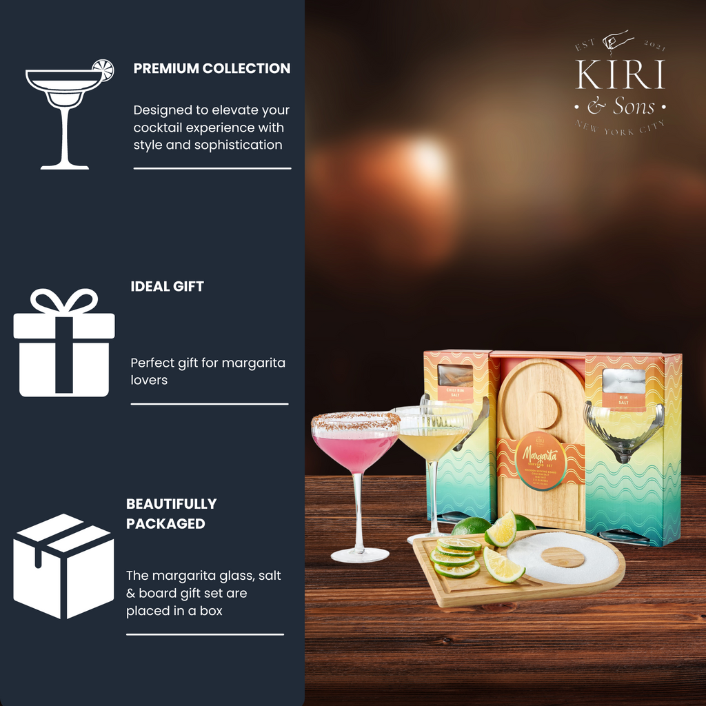 Margarita glass and board gift set featuring two ribbed glasses and cocktail salts — view 3