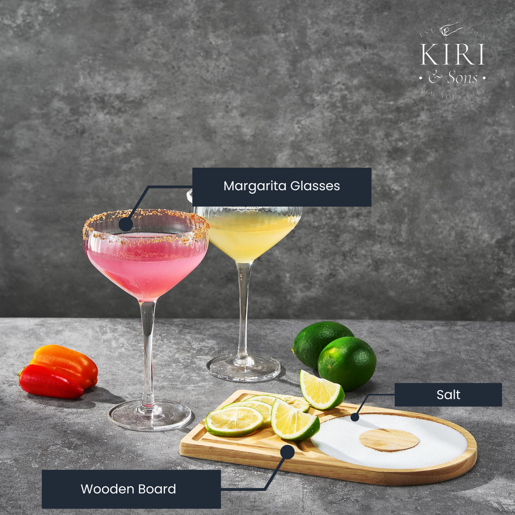 Margarita glass and board gift set featuring two ribbed glasses and cocktail salts — view 4