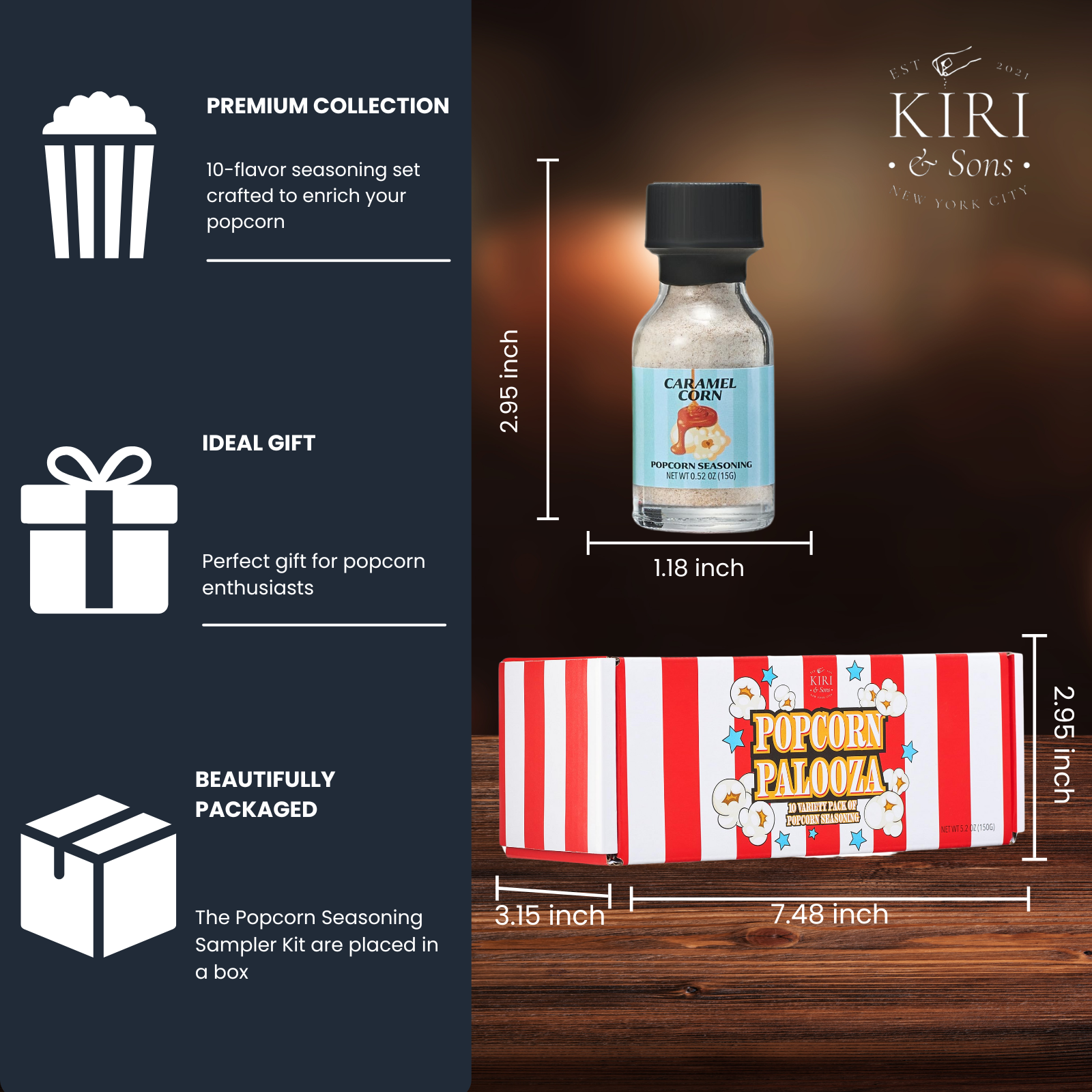 Gourmet popcorn seasoning sampler kit with 10 distinct flavor jars for movie night snacks — view 3