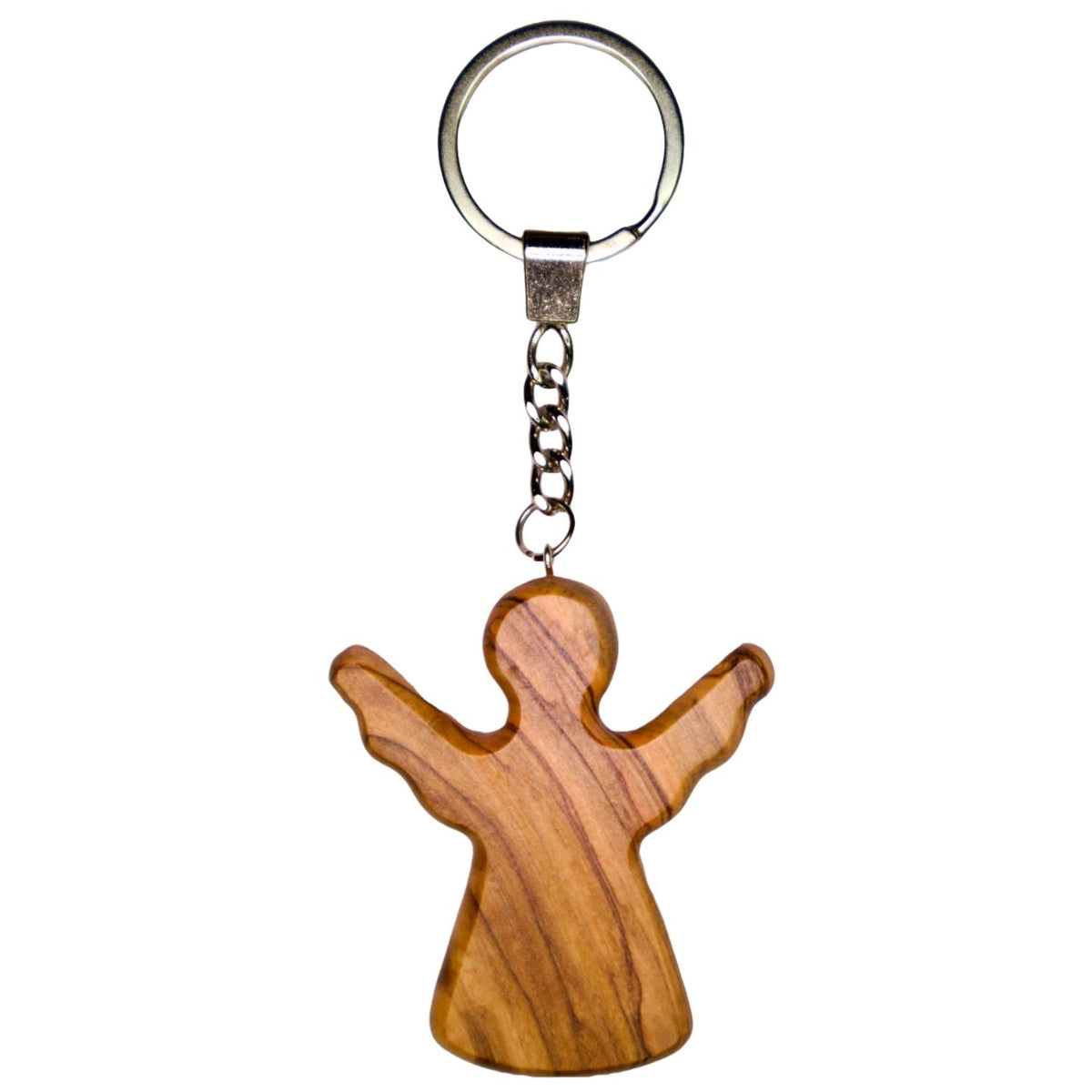 Schutzengel Schlüsselanhänger Handschmeichler aus Olivenholz | Glücksbringer Geschenk Taufe, Kommunion, Geburtstag-0
