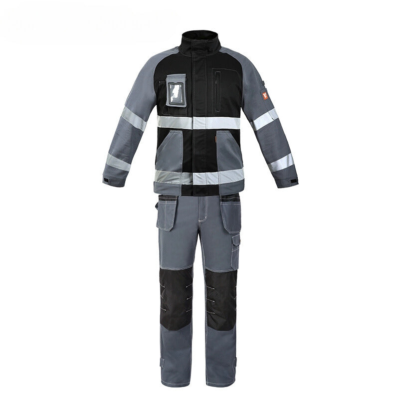 Bauskydd 100% cotton safety workwear uniform set for electricians and technicians in a workshop setting — view 4