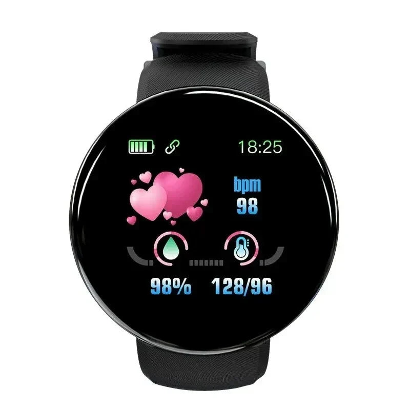 Black fitness smart watch with single touch screen display and comfortable everyday activewear band — view 5