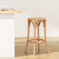 Artiss wooden bar stool with natural woven rattan seat, solid beechwood frame and pine color finish