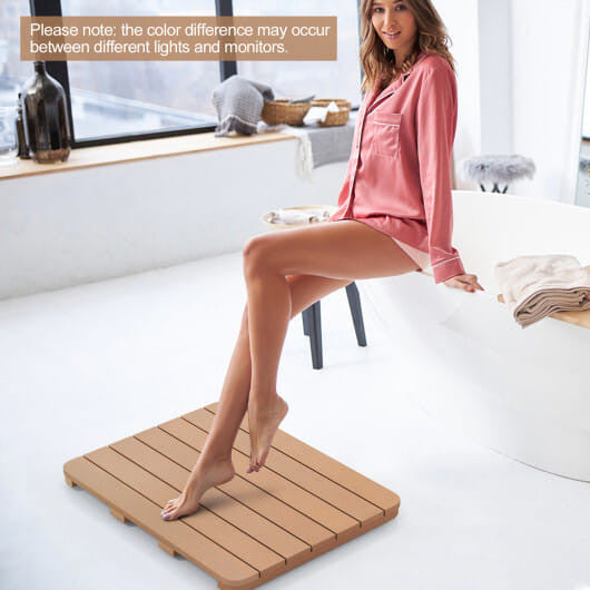 White waterproof slatted spa shower mat with non-slip rubber foot pads for bathroom safety — view 2