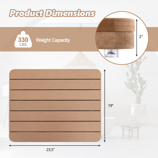 White waterproof slatted spa shower mat with non-slip rubber foot pads for bathroom safety — view 4