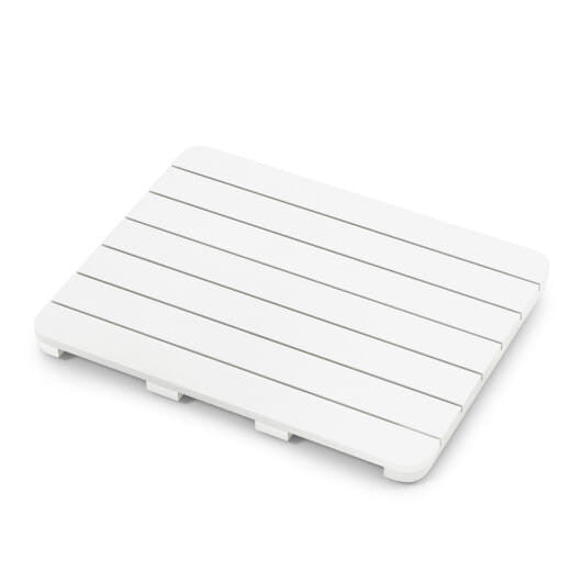 White waterproof slatted spa shower mat with non-slip rubber foot pads for bathroom safety — view 5