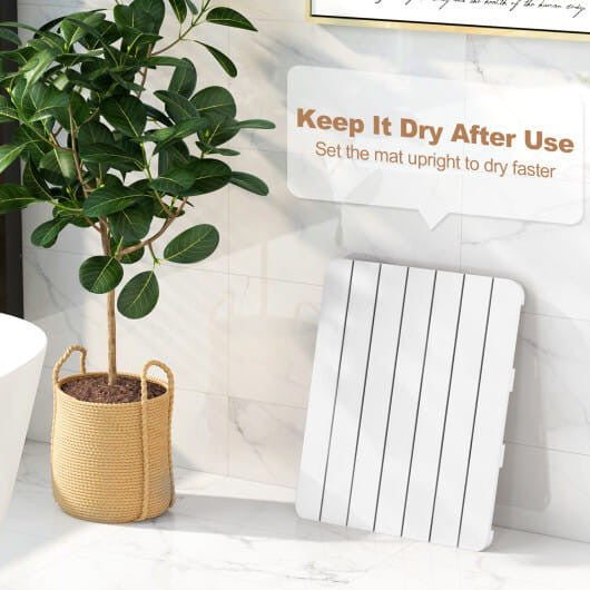 White waterproof slatted spa shower mat with non-slip rubber foot pads for bathroom safety — view 8