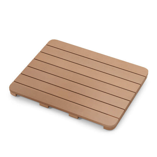 White waterproof slatted spa shower mat with non-slip rubber foot pads for bathroom safety — view 9