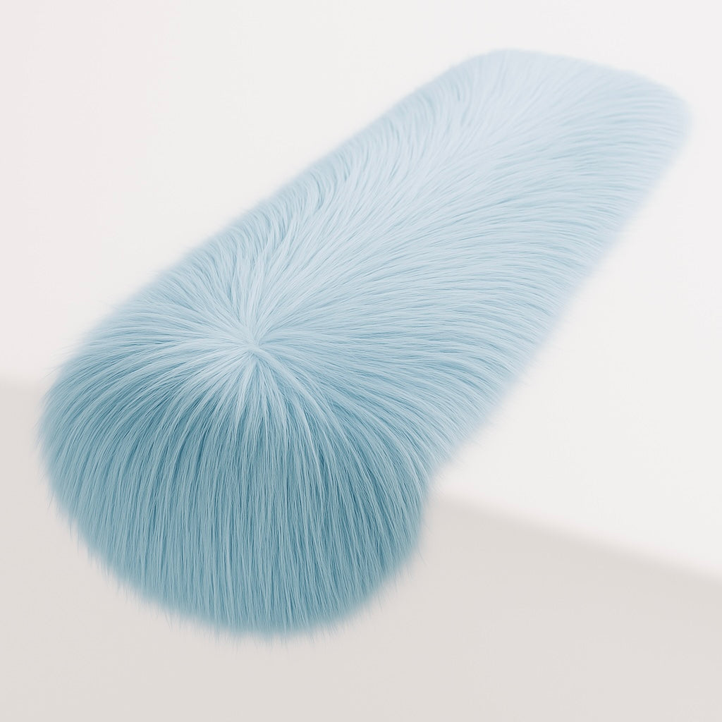 Shaggy faux fur tablecloth with a soft plush texture, draped over a dining table — view 3