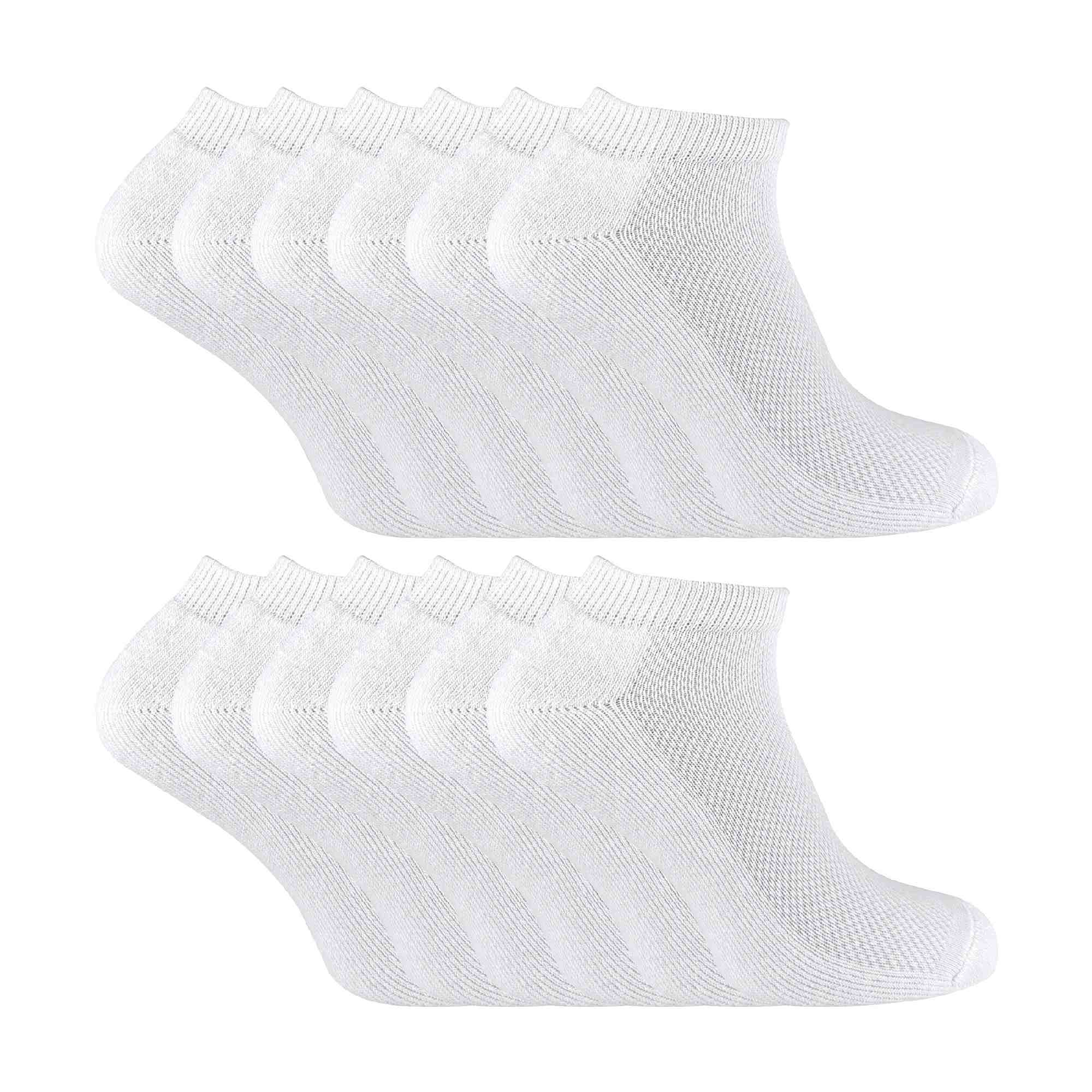 12-pack of kids low cut bamboo running socks in black and white with cushioned heels. — view 5