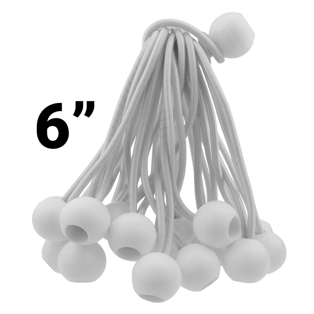 Green waterproof tarpaulin with aluminium eyelets alongside twenty white elastic bungee ball securing ties — view 2