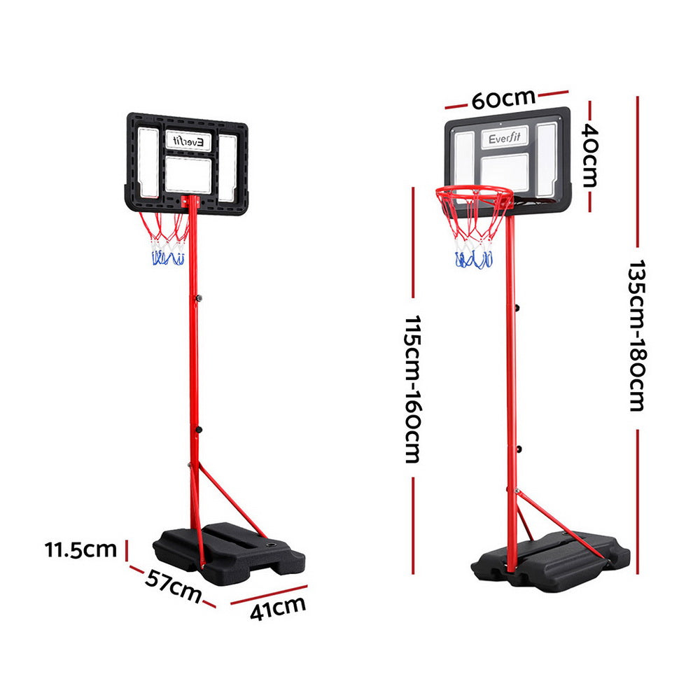 Everfit portable kids basketball hoop stand with adjustable steel frame, black backboard, and stable base. — view 2