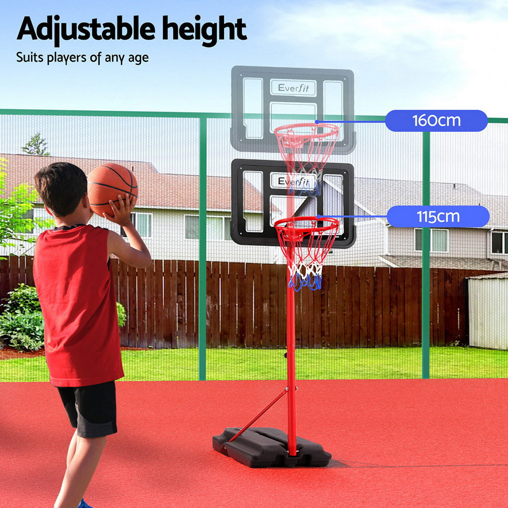 Everfit portable kids basketball hoop stand with adjustable steel frame, black backboard, and stable base. — view 4