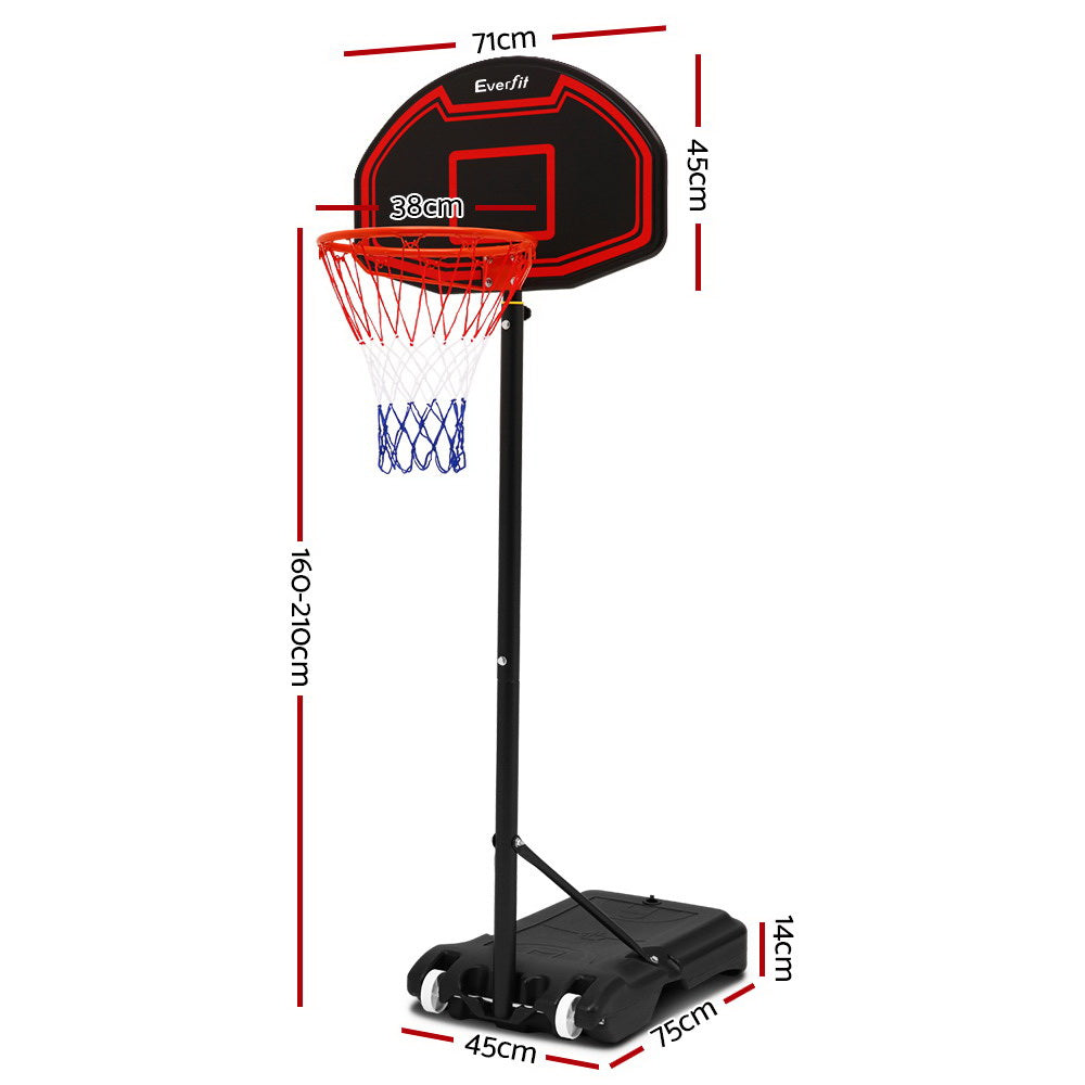 Portable adjustable basketball hoop stand system in black with shatterproof backboard and wheeled base — view 2