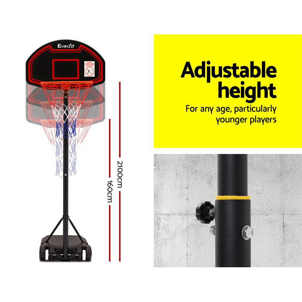 Portable adjustable basketball hoop stand system in black with shatterproof backboard and wheeled base — view 5