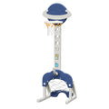 Blue 6-in-1 kids adjustable basketball hoop and multi-sport activity center with soccer goal and golf