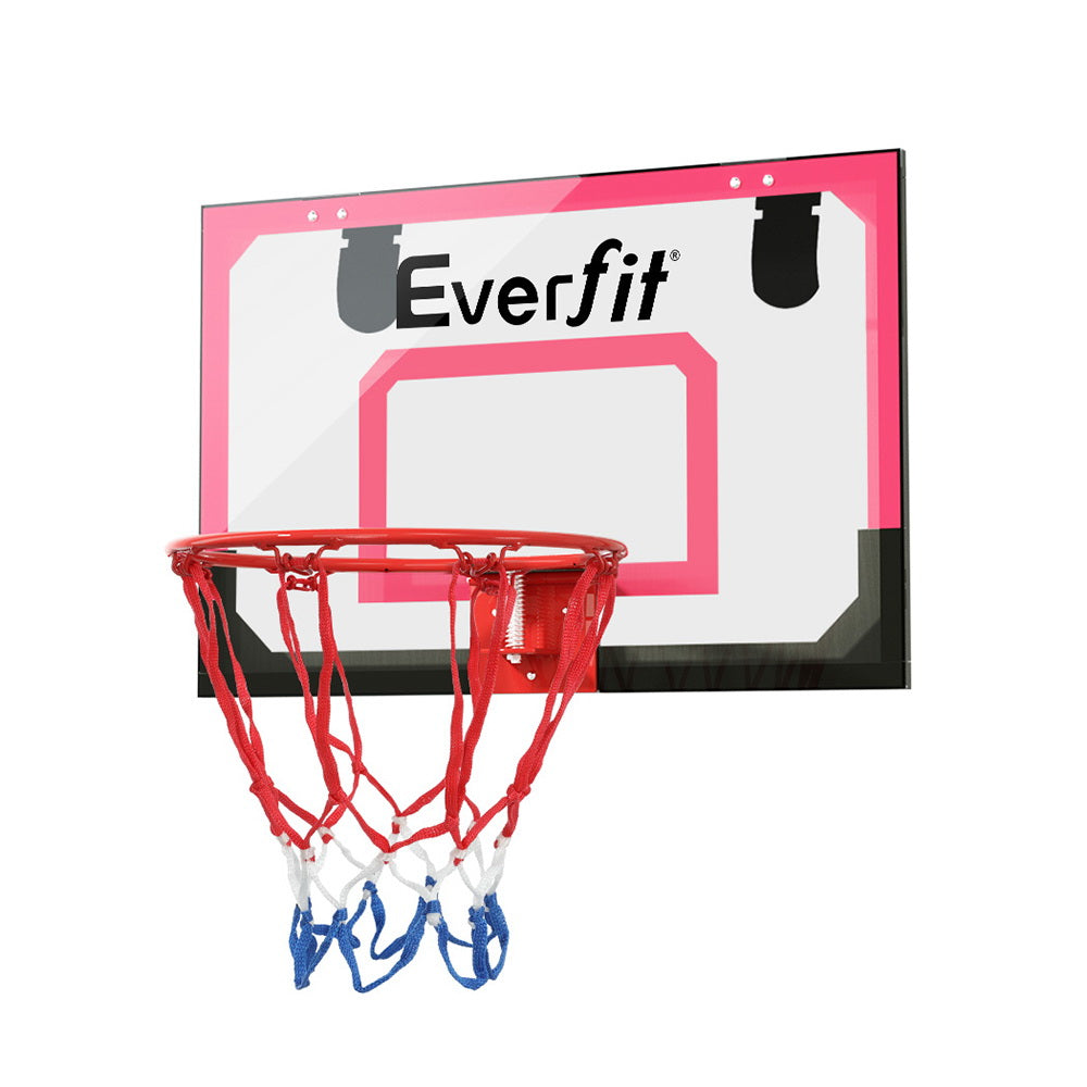 Red and black mini basketball hoop with shatterproof backboard steel ring and nylon net