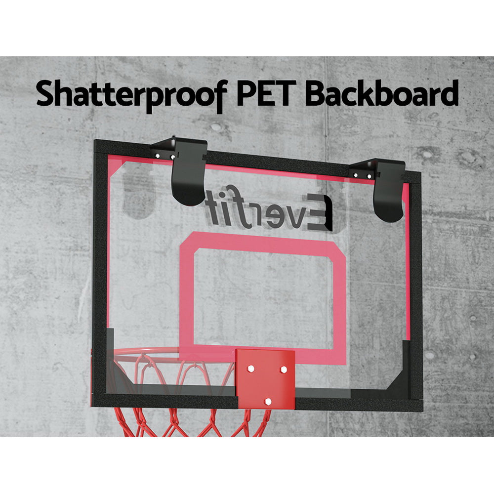 Red and black mini basketball hoop with shatterproof backboard steel ring and nylon net — view 5