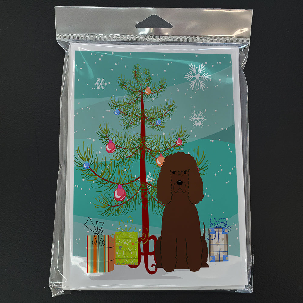 Merry Christmas Tree Irish Water Spaniel Greeting Cards Pack of 8-2