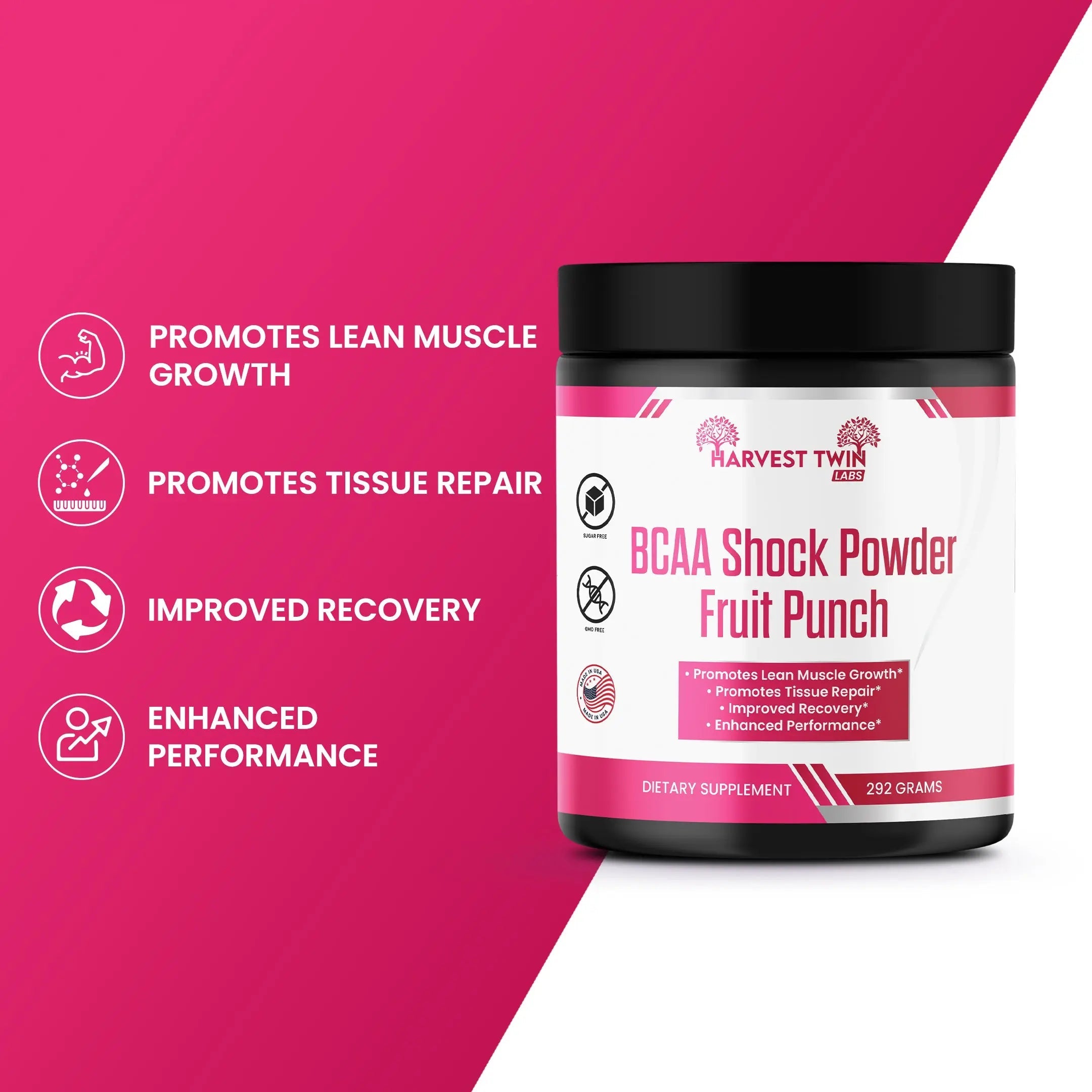 Container of BCAA Shock Powder in fruit punch flavor for advanced muscle recovery and endurance. — view 5