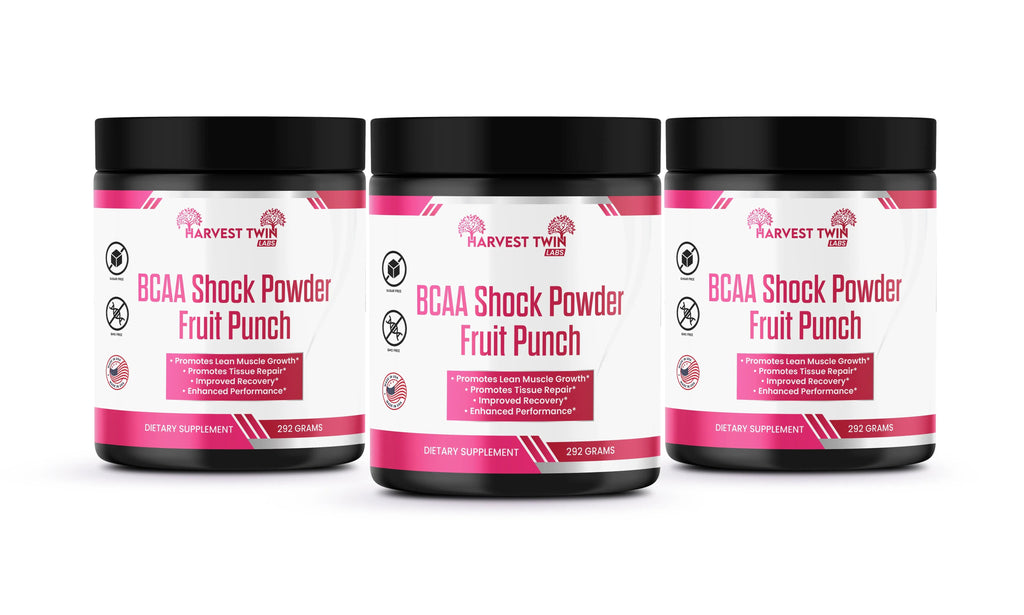 Container of BCAA Shock Powder in fruit punch flavor for advanced muscle recovery and endurance. — view 4
