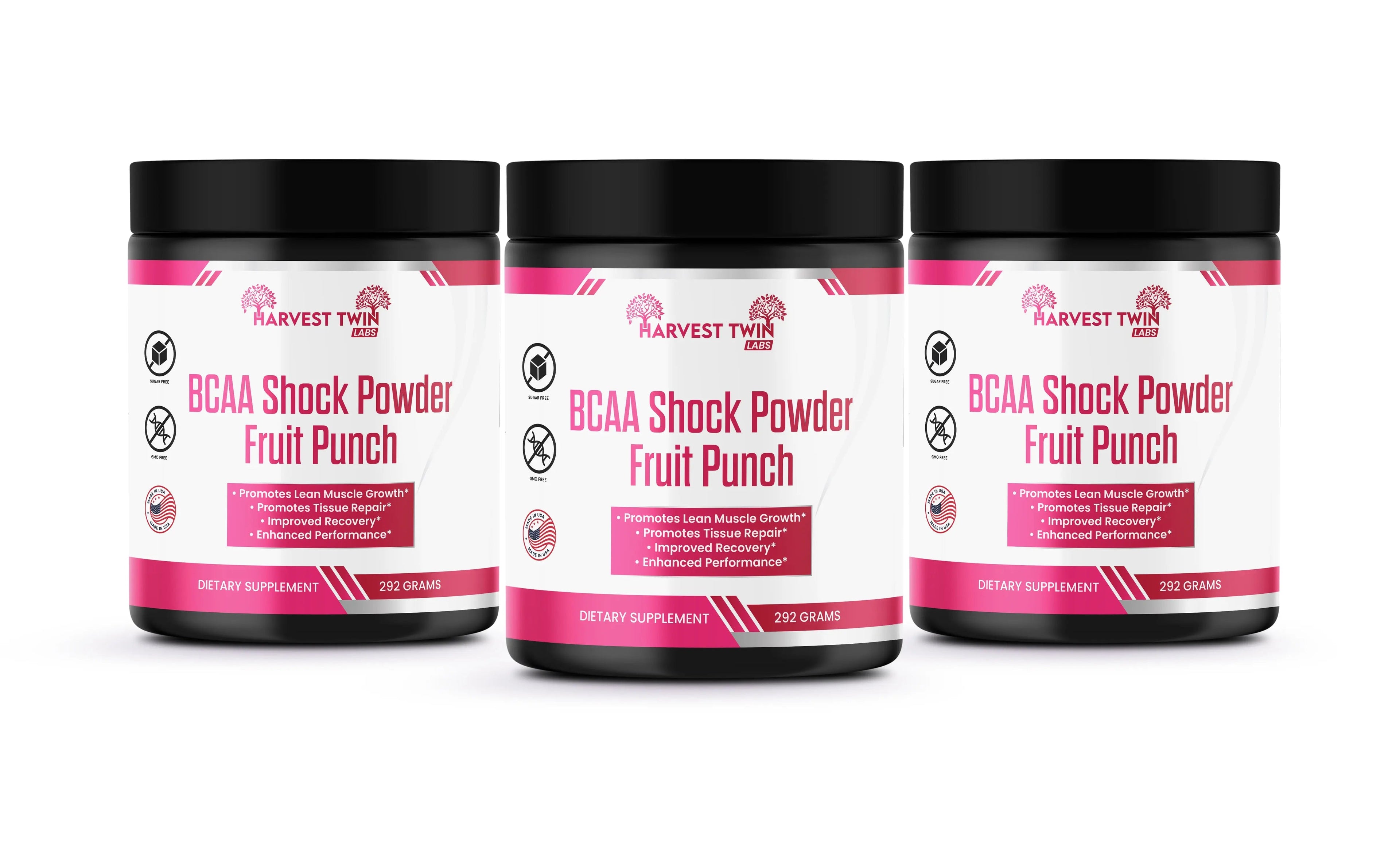 Container of BCAA Shock Powder in fruit punch flavor for advanced muscle recovery and endurance. — view 4