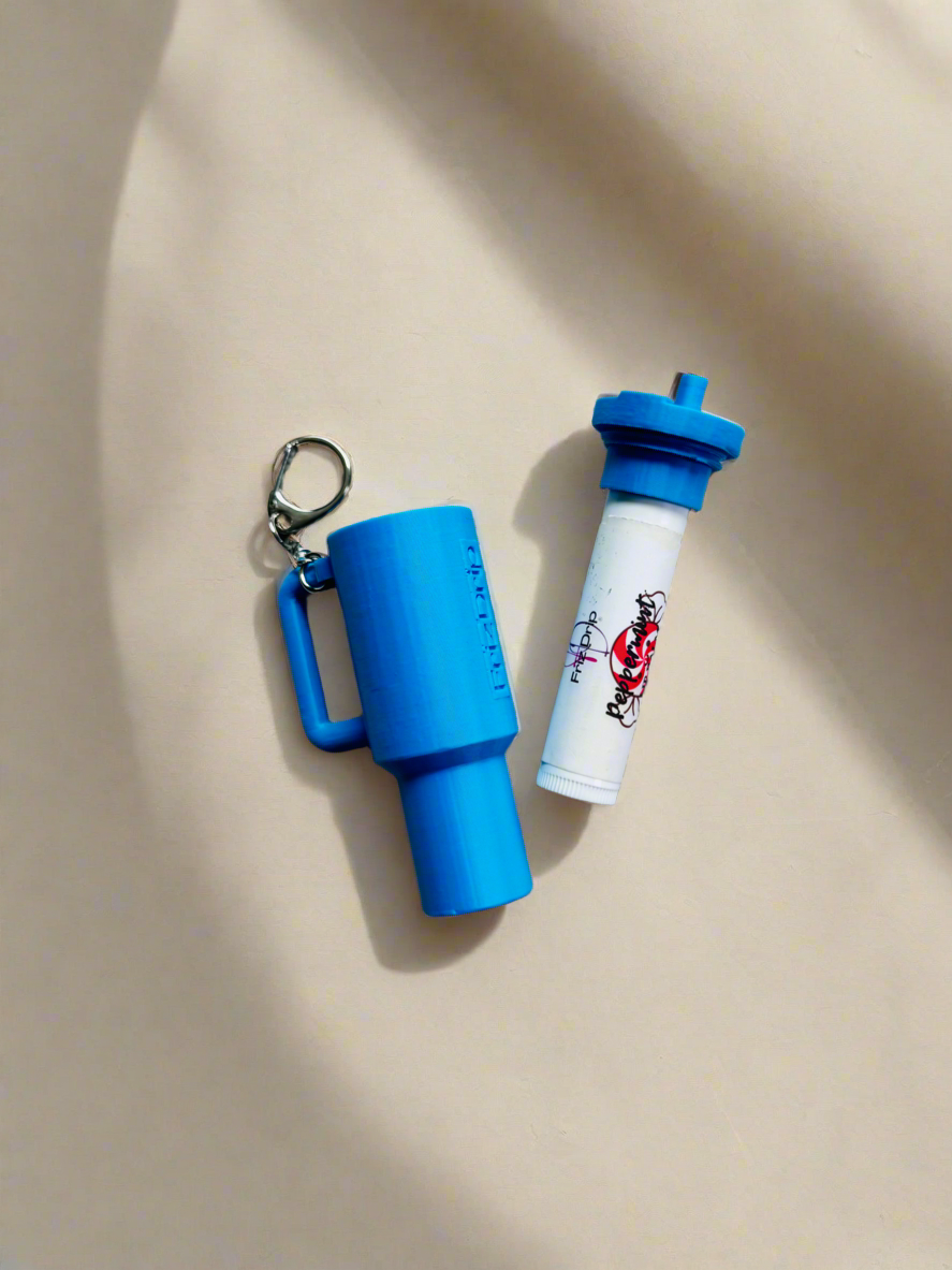 Tumbler Style Lip Balm Holder Keychain – Portable Lip Balm Case, Colorful Clip-On Holder for Keys, Purse & Backpack-9