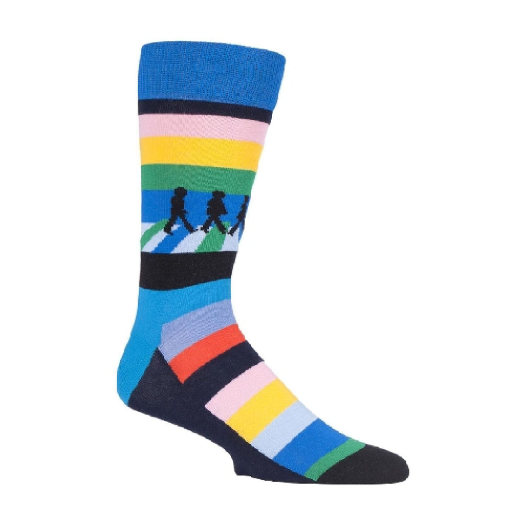 Colorful combed cotton The Beatles novelty crew socks featuring classic vibrant musical patterns and designs — view 5