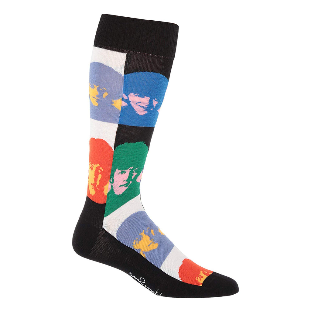 Colorful combed cotton The Beatles novelty crew socks featuring classic vibrant musical patterns and designs