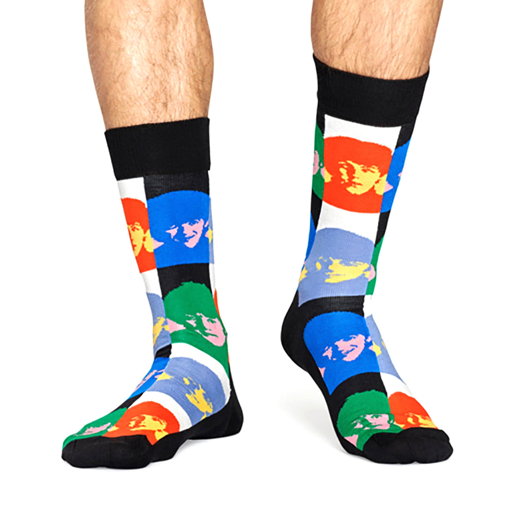 Colorful combed cotton The Beatles novelty crew socks featuring classic vibrant musical patterns and designs — view 4
