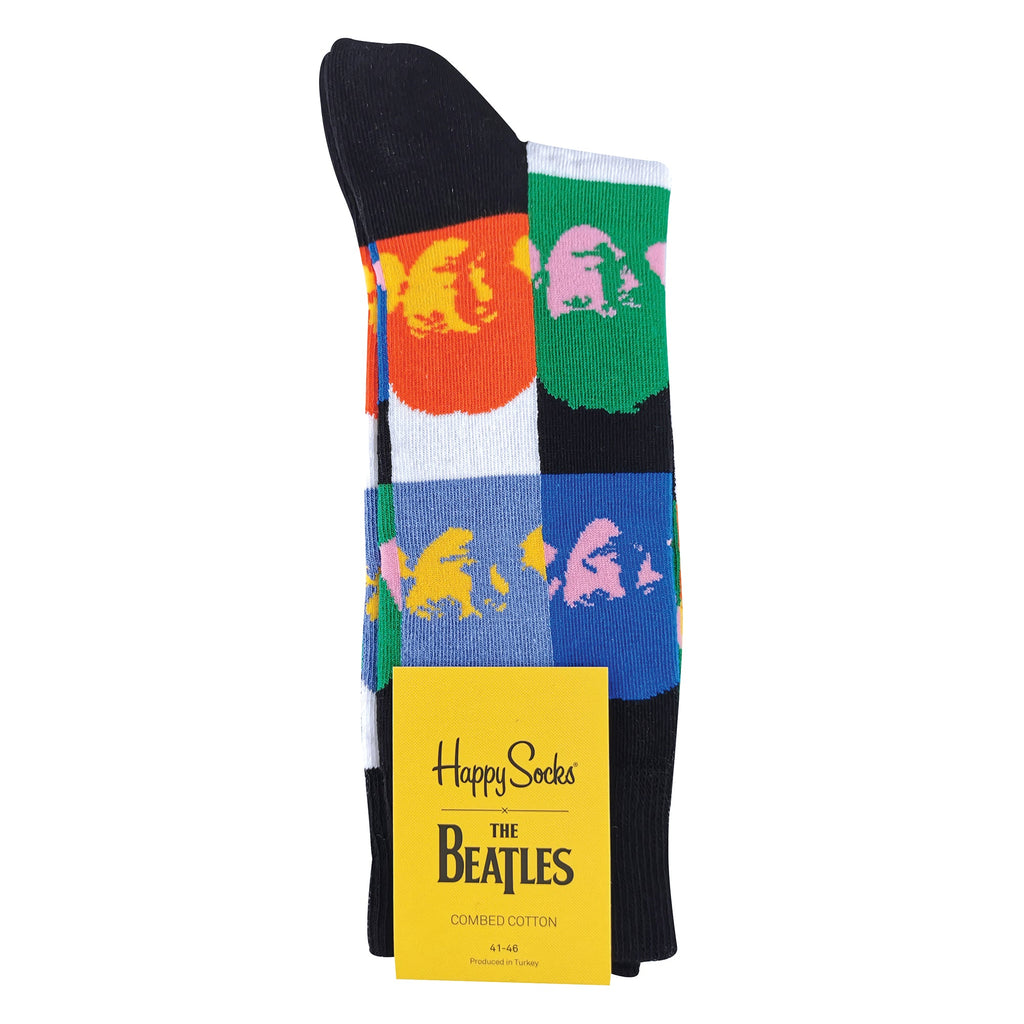 Colorful combed cotton The Beatles novelty crew socks featuring classic vibrant musical patterns and designs — view 2