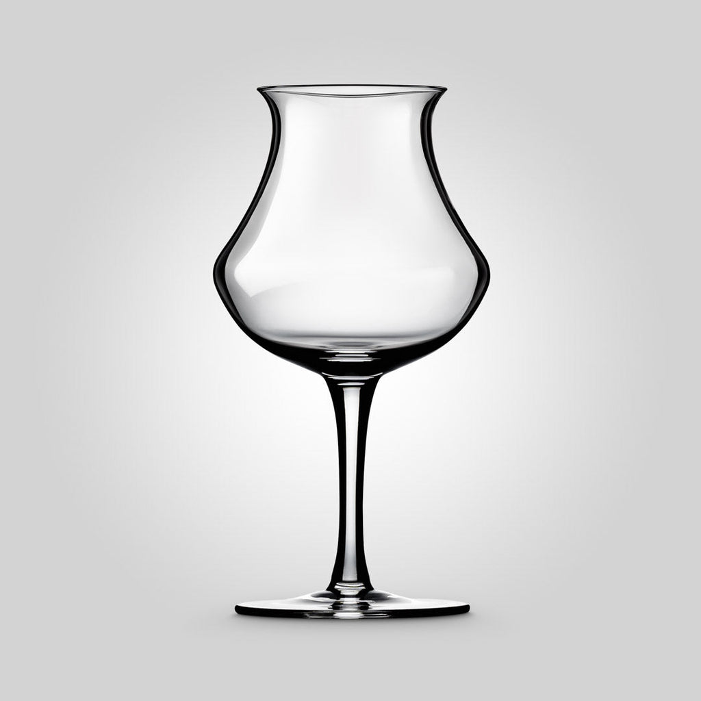 Handmade clear glass stemmed craft beer tasting snifter showcasing an elegant aroma enhancing bowl design — view 2
