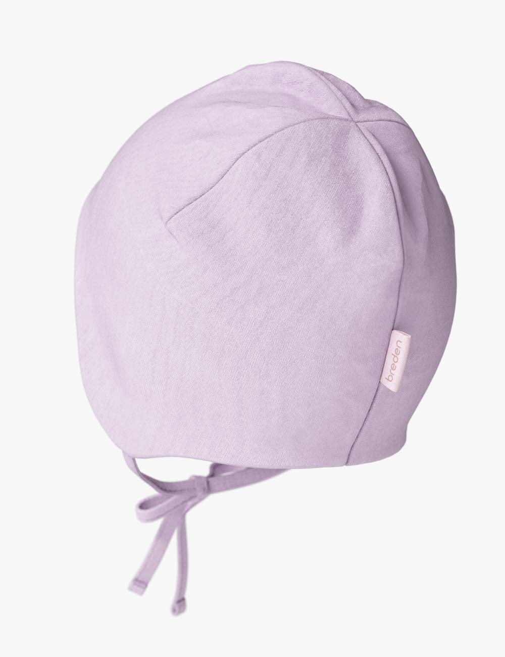 Spring-fall baby hat in double cotton with ear protection flaps and secure chin tie strings — view 5