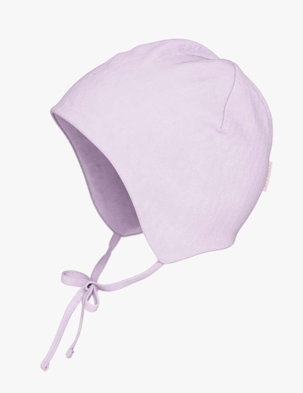 Spring-fall baby hat in double cotton with ear protection flaps and secure chin tie strings — view 4