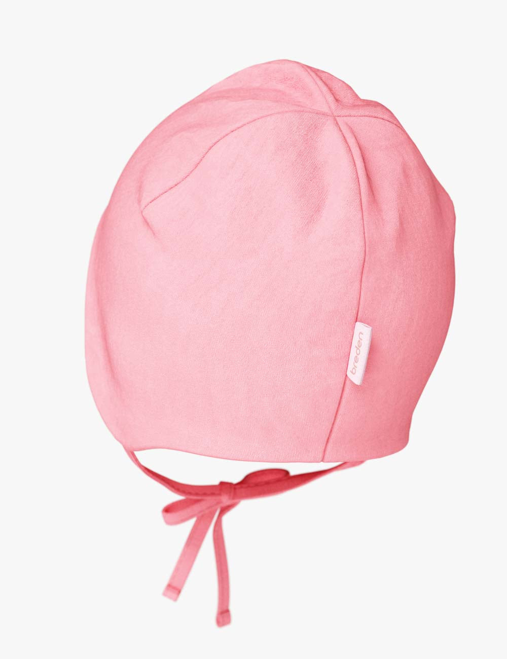 Spring-fall baby hat in double cotton with ear protection flaps and secure chin tie strings — view 3