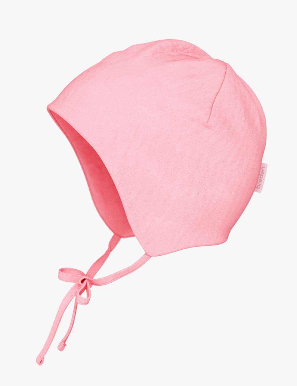 Spring-fall baby hat in double cotton with ear protection flaps and secure chin tie strings — view 2