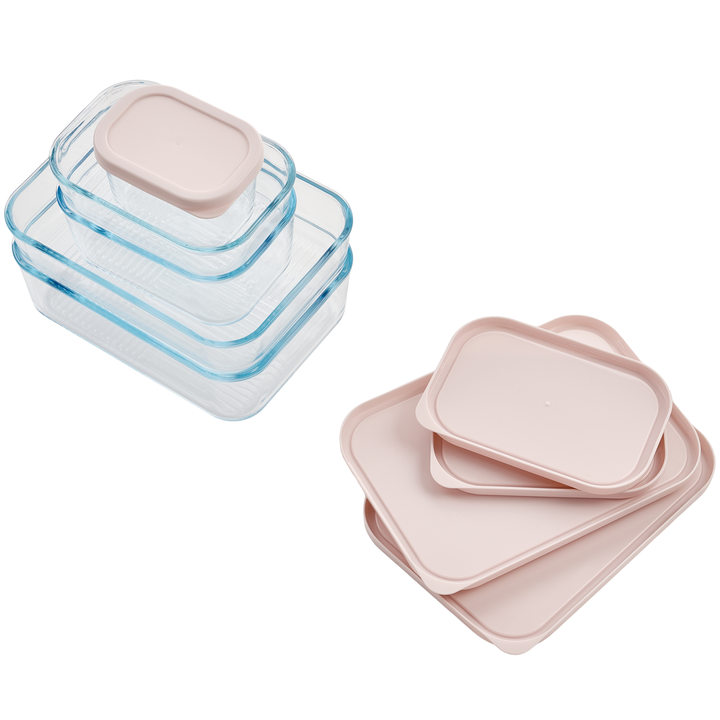Container Culture 6-Piece Airtight Glass Food Storage Set with Lids, 25.35oz & 40.57oz Mixed Sizes - Berry Blush-3