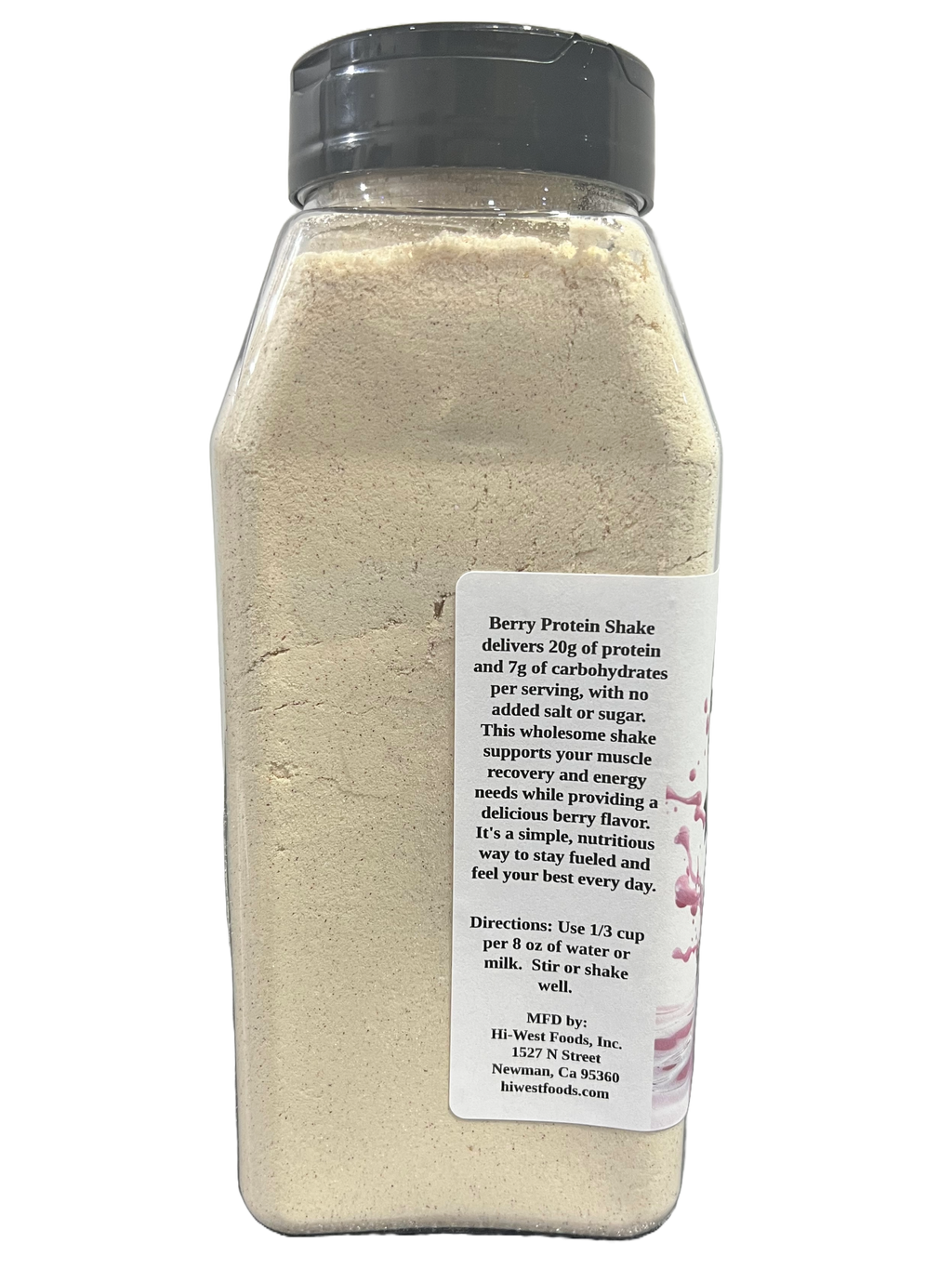 Hi-West berry protein shake bottle featuring 20g protein label and fresh berry graphics — view 4