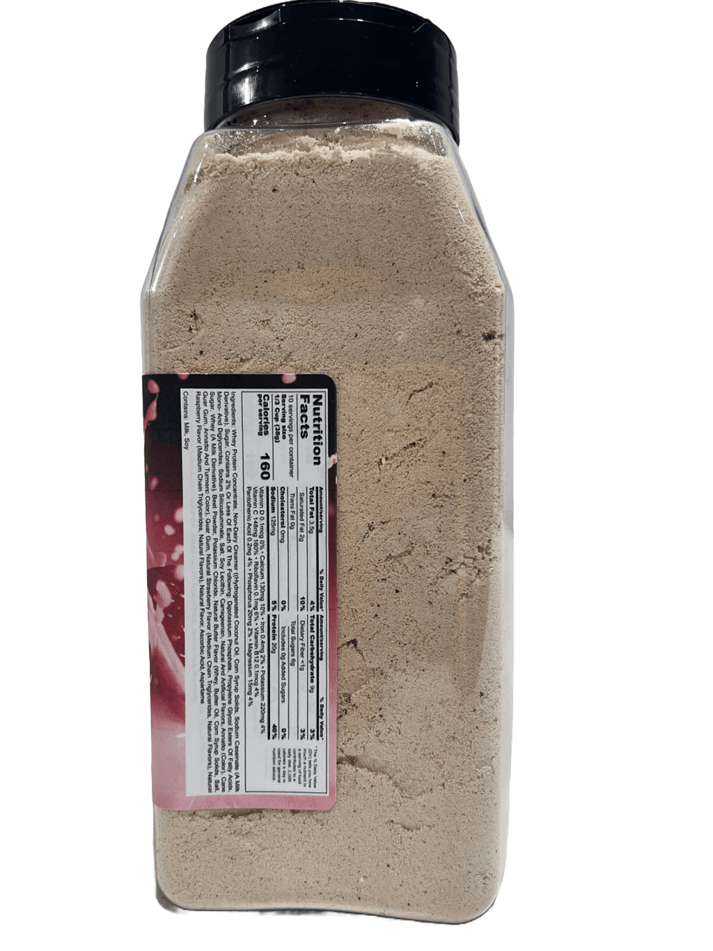 Berry berry protein smoothy powder in a glass vibrant pink strawberry and raspberry wellness drink — view 4