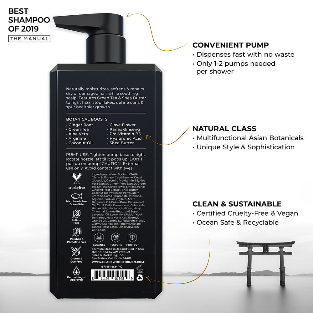 HydroBlast moisturizing shampoo bottle for men featuring natural botanical ingredients for daily hydration and hair care — view 3